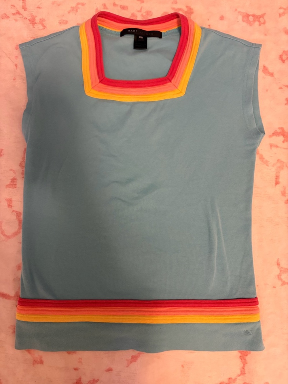 Marc by Marc Jacobs Light Blue Tank with Rainbow Trim